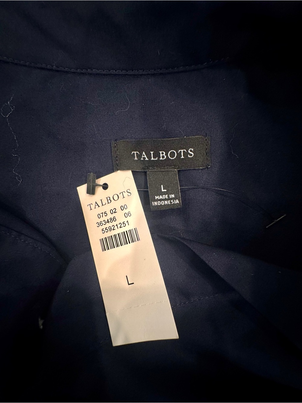 Talbots Navy Button-Front Perfect Tunic - Picture 4 of 6